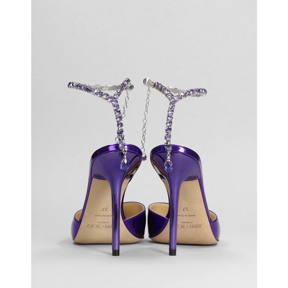 Jimmy Choo Women Saeda 100 Pumps in Viola leather - Picture 2 of 8